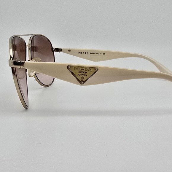 Prada SPR53Q ZVN-0A6 Pale Gold Frame Brown Gradient Lens Aviator Sunglasses 60mm - Picture 3 of 12